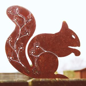 Rusty steel red squirrel with flower pattern tail